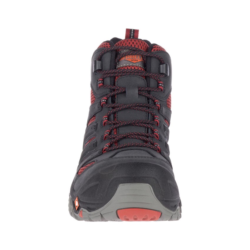 Bottes de Securite Merrell Strongfield Mid Waterproof Comp Toe Noir/Rouge Homme | N.J.MIHT